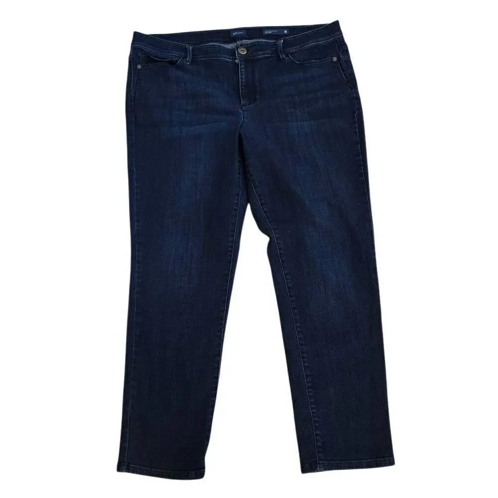 J Jill Womens Authentic Fit Slim Leg Blue Denim Jeans Size 16